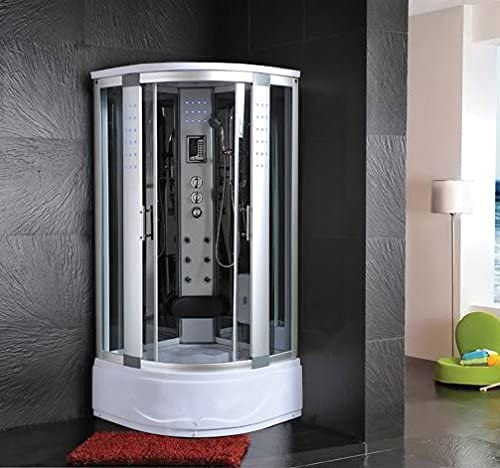 Cabina de hidromasaje con bañera 80 x 80 cm semicircular cabina con baño turco masaje plantar luces LED /1