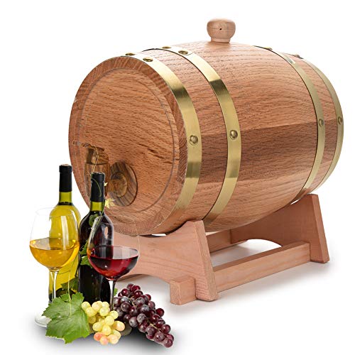 Vino Barril de Roble, 1.5/3/5/10L Barril de roble para vino Whisky Tequila, dispensador de vino barril de madera, a prueba de fugas(5L)