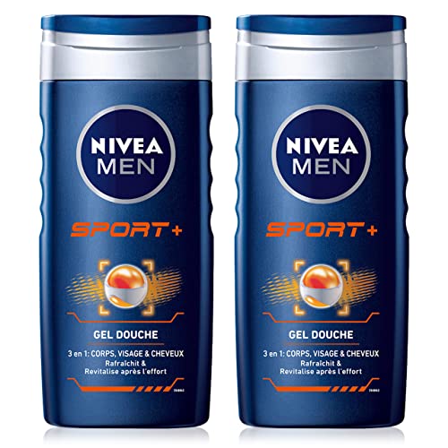 Nivea Men - Gel de ducha Sport 3 en 1, 250 g (Paquete de 2)