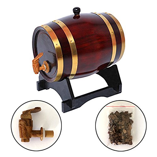Dispensador de barril de whisky de 5 litros, decantador de barril de vino de madera de roble para mesa de servir, decoración del hogar, almacenamiento de licores, licores, whisky (Retro)