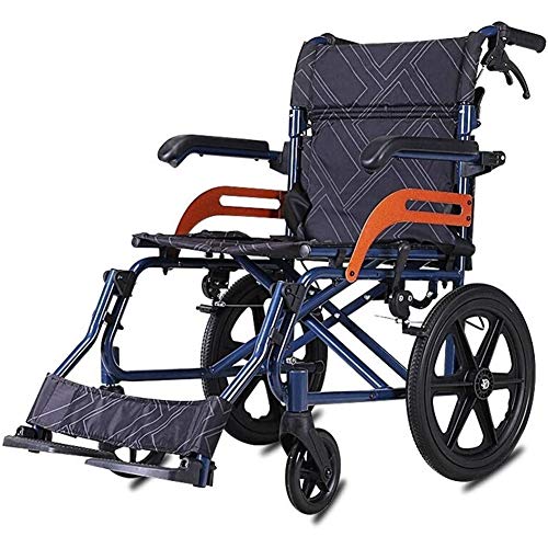 Silla De Ruedas Autopropulsada Plegable Ligera con Reposabrazos Abatibles Sillas De Ruedas De Viaje con Freno De Mano Respaldo Plegable