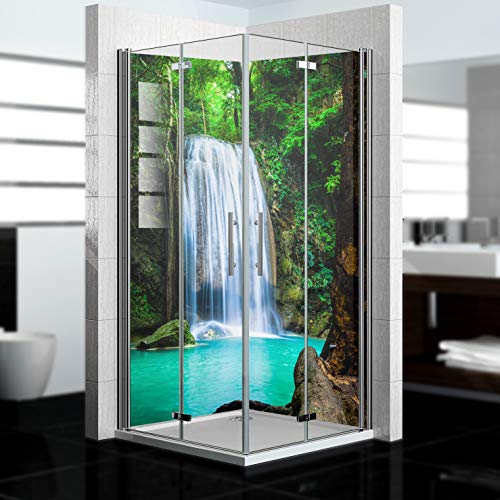 dedeco - Panel de ducha de esquina de aluminio con diseño de cascada, 2 x 90x200cm, perfecto como pared posterior de baño para reemplazar baldosas, apto para muchos baños como pared decorativa de alta