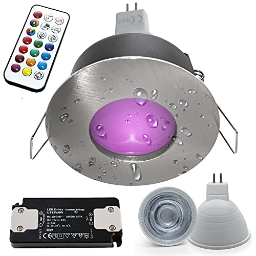 Planetitaly Foco empotrable LED 6 W 12 V cromoterapia IP65 cabina ducha baño turco lámpara GU5.3 RGB 3000 K 6000 K mando a distancia IR