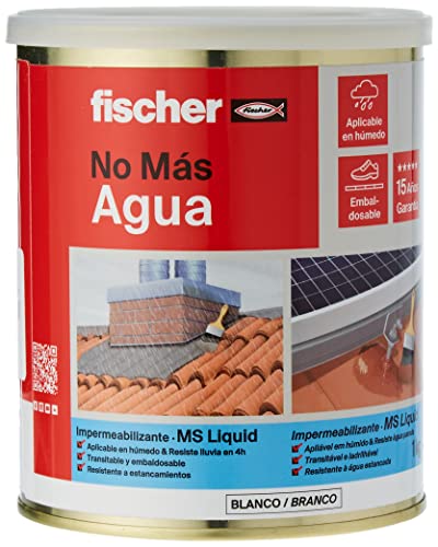 fischer - Pintura impermeabilizante (cubo 1kg) polímero MS Blanco, resistente al agua y exteriores