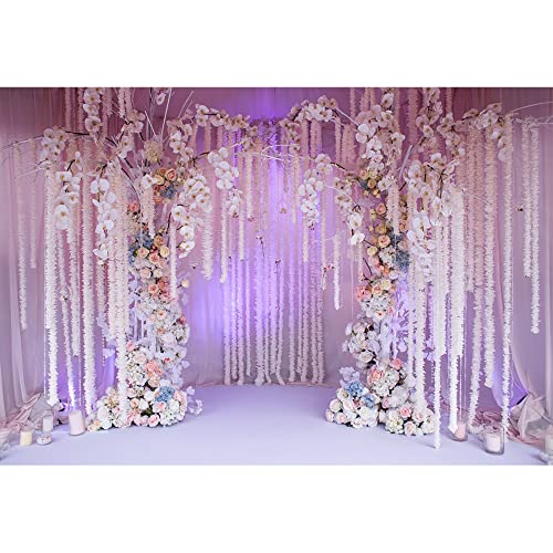 Aoihrraan 3,5x2,5m Boda Ceremonia Fondo Romántico Rosa Flor Borla Arco Puerta Cortinas Fotografía Fondo Nupcial Ducha Decoración San Valentín Día Fiesta Pareja Amantes Retrato Foto Estudio Accesorios