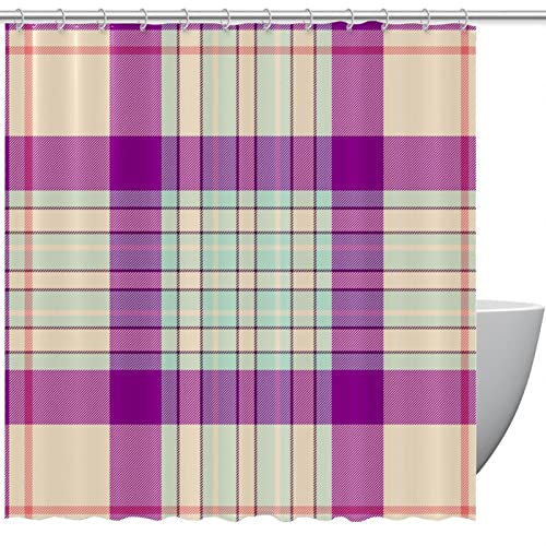 Cortina escocesa escocesa escocesa para bañeras y duchas de baño, decoración de cortina de baño, tamaño estándar 66 por 72