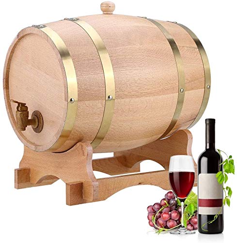 HSF Roble del barril de vino, 10L Práctica duradero de la madera de la vendimia de madera de roble barril de vino del dispensador, a prueba de fugas de vino del roble de barricas pie con la madera y T