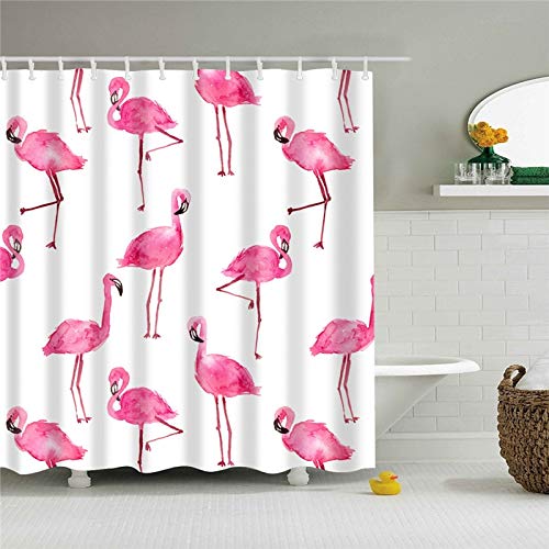 XCBN Animal Flamingo imágenes nórdicas Cortina de Ducha Impermeable en el baño mampara de baño Impresa en 3D decoración del hogar A14 90x180cm