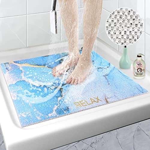 Alfombra de ducha antideslizante 60 x 60 cm, alfombra de baño cuadrada de Lufa con drenaje, alfombra de bañera de masaje lavable para cabina de ducha, cuarto de baño, secado rápido