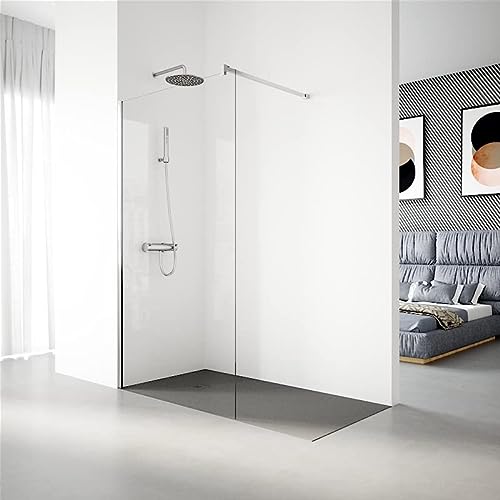 Mampara de ducha 1 hoja fija - 90 cm - Perfil Plata Alto Brillo- Vidrio templado 6 mm Transparente - Antical