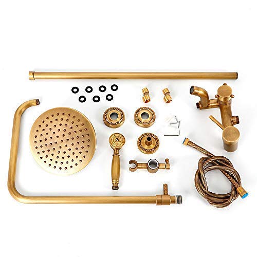 Kit de ducha retro de latón vintage, juego de ducha retro bronce sistema de ducha ducha ducha lluvia para baño pared