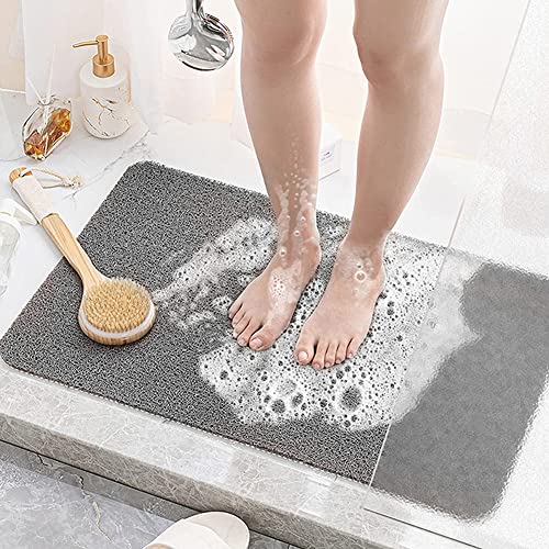 Loofah - Tapetes de bañera para zonas de ducha húmedas, antideslizantes, antimoho, antibacterianos, de PVC suave para baño (40 x 100 cm, gris)