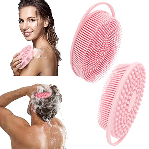 Sibba Estropajo Corporal De Silicona Para Mujeres Y Hombres Exfoliante Corporal Esponja Suave Apto Para Pieles Sensibles Y Todo Tipo De Piel (Rosa)