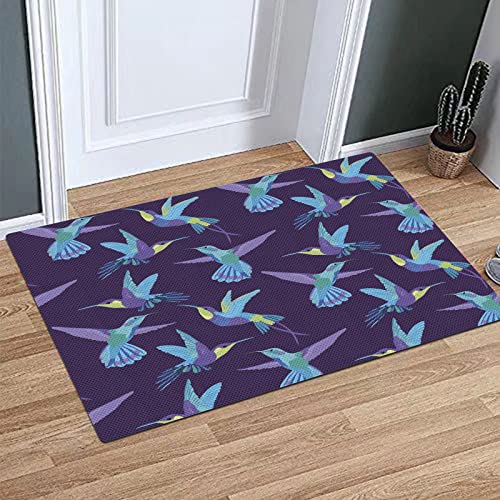 BOMEKS Alfombra Baño,Alfombra Ducha Antideslizante, Patrón Continuo de Coloridos colibríes con alas Abiertas.Aqua púrpura,Alfombra de baño para baño,Ducha,Dormitorio,Cocina,Puerta