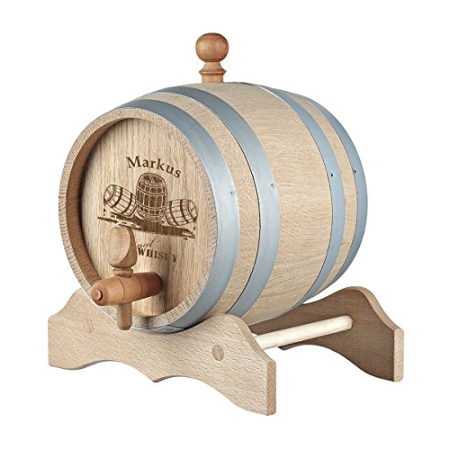 Madera – Barril de Whisky de Barril con caballete, tapón y grifo Incluye grabado Whisky Barril
