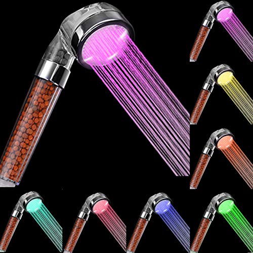 Rovtop Alcachofa Ducha Led,Cabeza de Ducha Cambiando LED 7 Colores Automáticamente, No Necesita Pilas
