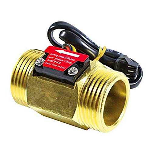 Sensor de flujo de agua POWERTOOL Medidor de flujo de cobre interruptor de flujo de agua medidor de fluido para calentadores de agua, dispositivo de medición de flujo, etc. (3/4 pulgadas)