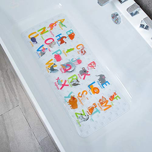 BOPPIE Alfombrilla antideslizante para ducha, alfombrilla de baño antideslizante para suelo de bañera, alfombrillas de baño grandes 90 x 40 cm(alfabeto DWZM)