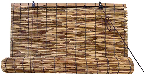 Estores de Bambú Cortina de Madera Natural | Persiana Enrollable para Ventanas (Bambú Oscuro, 120_x_200_cm)