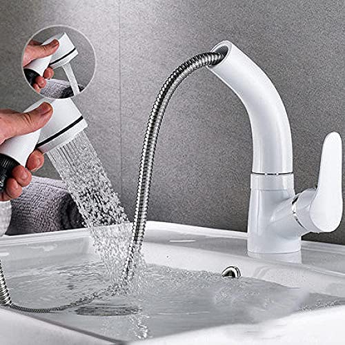 JUNJIJINGXIANG Grifo Lavabo Grifo Lavabo Cascada Grifo de Lavabo Giratorio de 360 ​​Grados Grifo de la Grifo de la Grifo Pull-out Boquilla Sólido de latón Caliente y frío Sola manija Fregadero Grifo