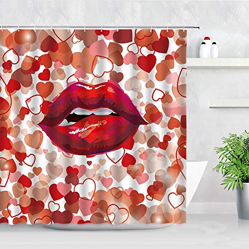 XCBN Diseño Innovador impresión de Labios Rojos Moderno día de San Valentín decoración del hogar mampara de bañera Juego de Ducha Impermeable A1 200x200cm