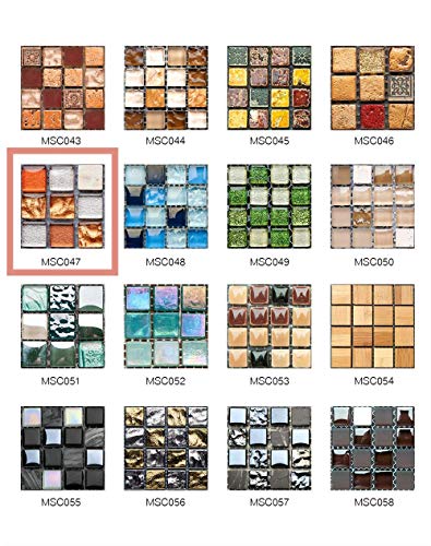50 Piezas de Pegatinas de Azulejos Estilo Retro Mosaico Adhesivo Pegatinas Autoadhesivas Para Azulejos DIY Baño Cocina Pegatinas de Decoración Adhesivos de Pared (10*10CM*50Piezas, MSCO47)