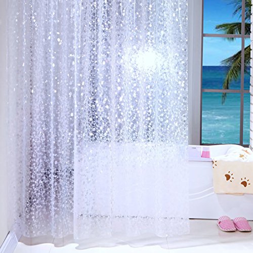Cortinas de ducha transparentes, impermeables, blancas, sin moldes, 100% PEVA, transparentes, con ganchos para cortina de ducha, 120 x 200 cm