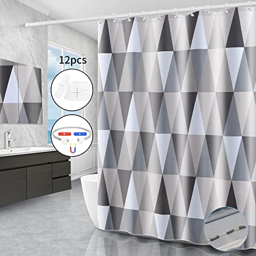 elagel Cortinas de baño, Antibacteriana Lavable, Dobladillo Lastrado, Resistente Al Moho Y Al Agua Cortina De Ducha De Poliéster con 12 Anillas + 1 Cordón Magnético (180x180cm)