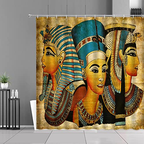 Yanyan Art Retro Antiguo Egipto Estilo étnico Cortina de Ducha Faraón Egipcio Costumbres exóticas Decoración de baño Cortinas Mampara de baño Impermeable 80x100cm (31.5x39.37in)
