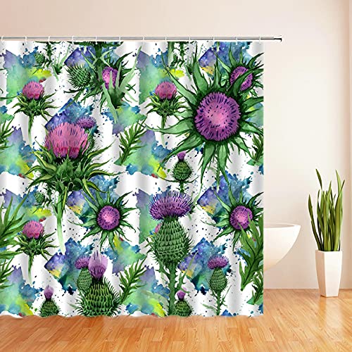 WILLMEIH cortina bañera Púrpura flor planta 72