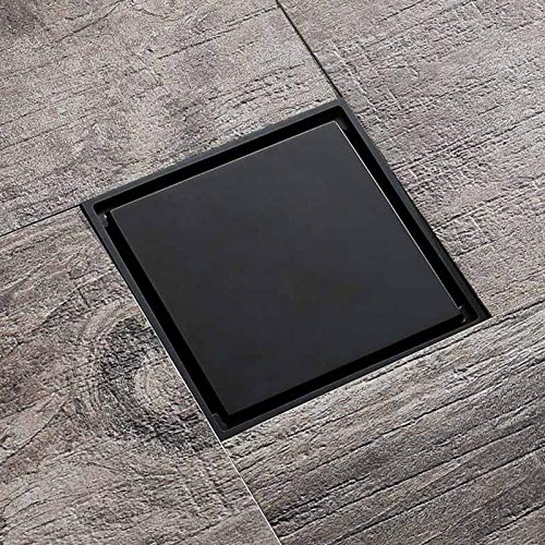 Desagüe de piso cuadrado negro, desagüe de ducha de latón de 4 pulgadas, desagües de ducha de baño antiolor, escurridor de piso de inserción con rejilla de cubierta extraíble,A