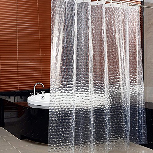 YIQI Cortina de Ducha para baño, Cubo de Agua 3D Transparente, Lavable a Prueba de Agua, sin Moho, con 12 Ojales y Ganchos de plástico, para Ducha o bañera (180 x 180 cm)