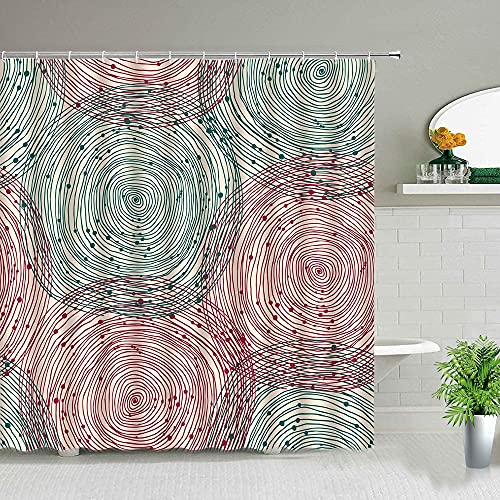 XCBN Cortina de Ducha de Flores geométricas marmoleado Rayas abstractas mampara de baño Tela Impermeable decoración de bañera Cortinas Colgantes A2 90x180cm