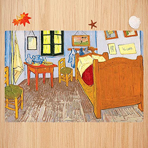 Alfombra de baño Antideslizante,Pared rústica Van Gogh Obra de Arte Reproducción de Pintura al óleo Home Ators Colección Accesori Apto para Cocina, salón, Ducha (40x60cm)