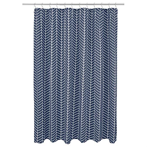 Amazon Basics - Cortina de baño con patrón en espiga - azul marino